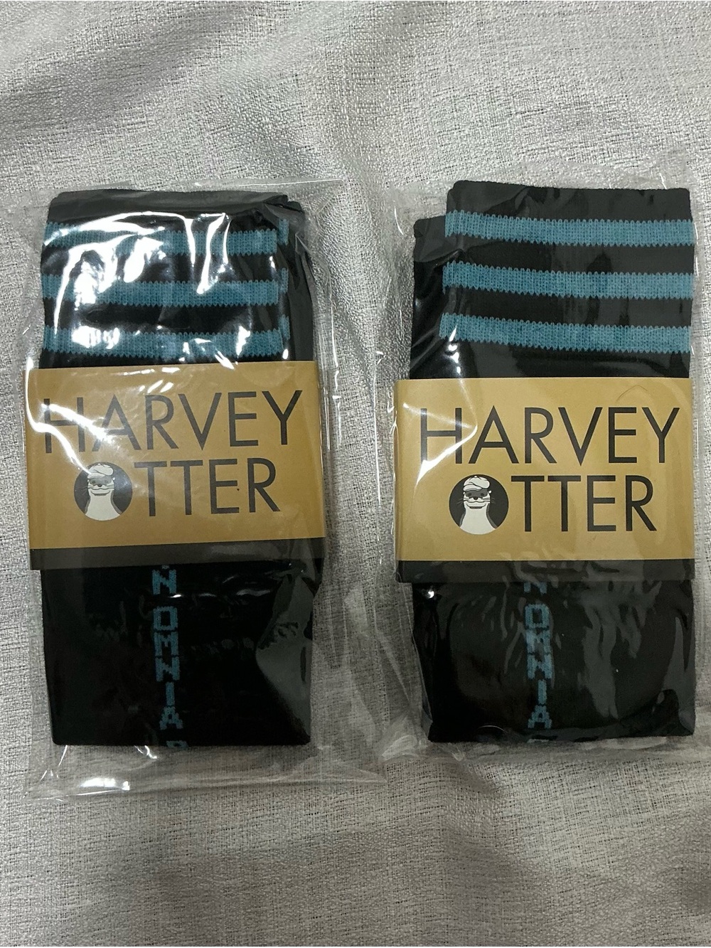 Harry Otter bundle of 2 unisex/Women’s Black Socks with Teal Stripes size 6-11